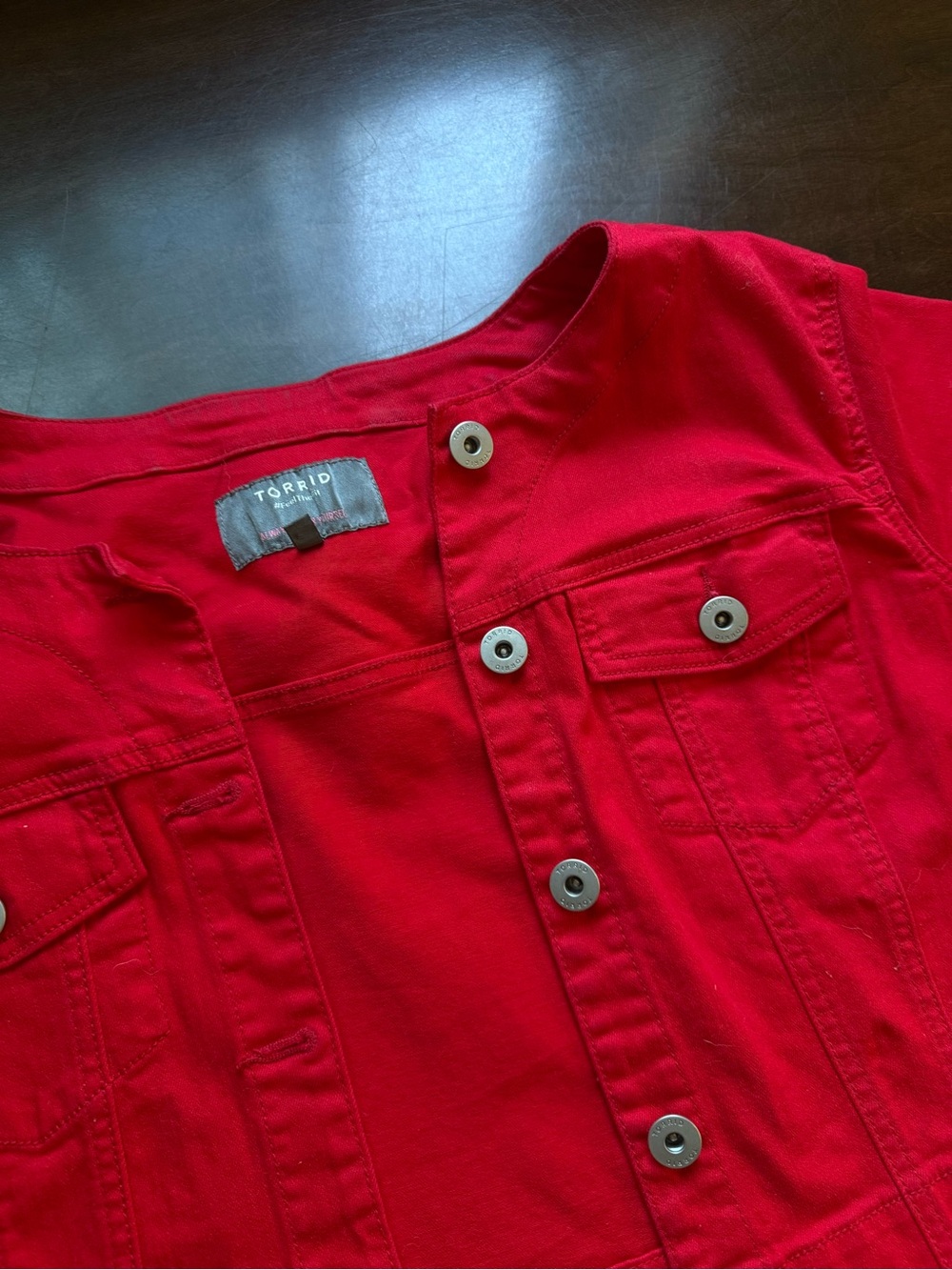torrid Red Button-Front Jean Jacket